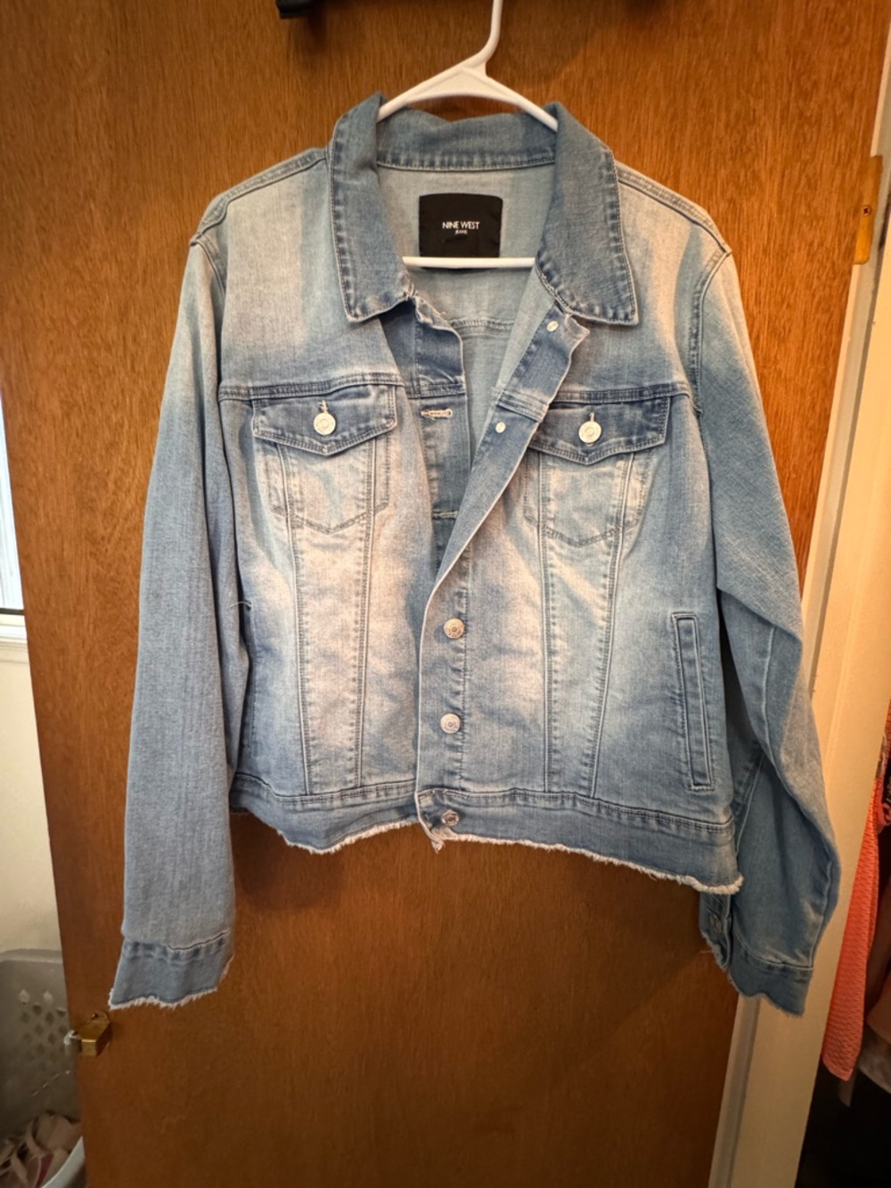 Nine West Washed Blue Denim Trucker Jacket